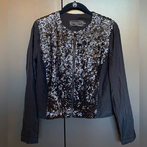 Magaschoni 100% silk blue sequin jacket